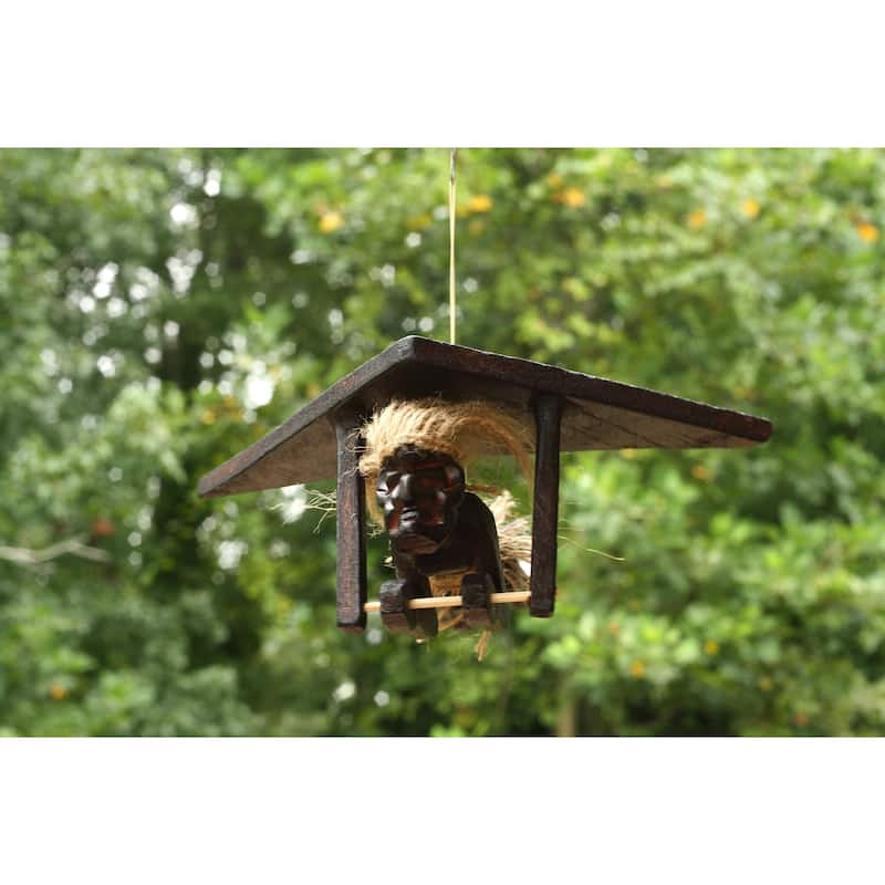 Handmade Wooden Primitive Paragliding Tribal Statue Sculpture Tiki Bar Handcrafted Unique Gift Home Decor Figurine Hang
