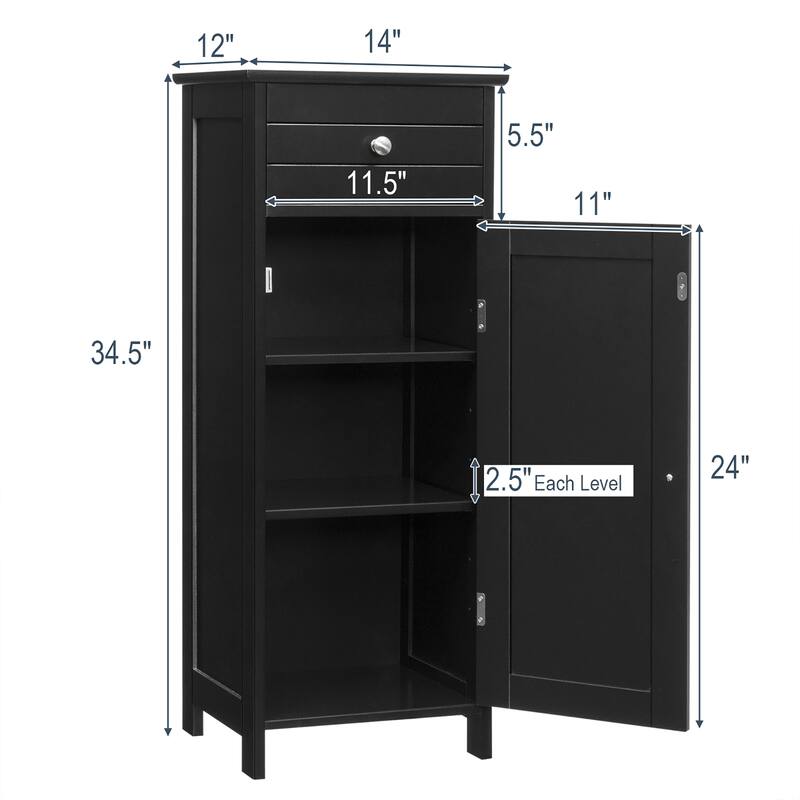 Costway Bathroom Floor Cabinet Storage Organizer Free-Standing with