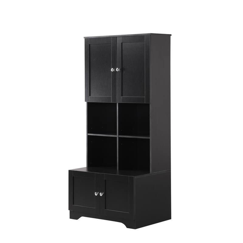 Roomfitters Extra Wide Tall Bathroom Cabinet with 4 Doors, Multi-Layer Adjustable Shelves, Freestanding