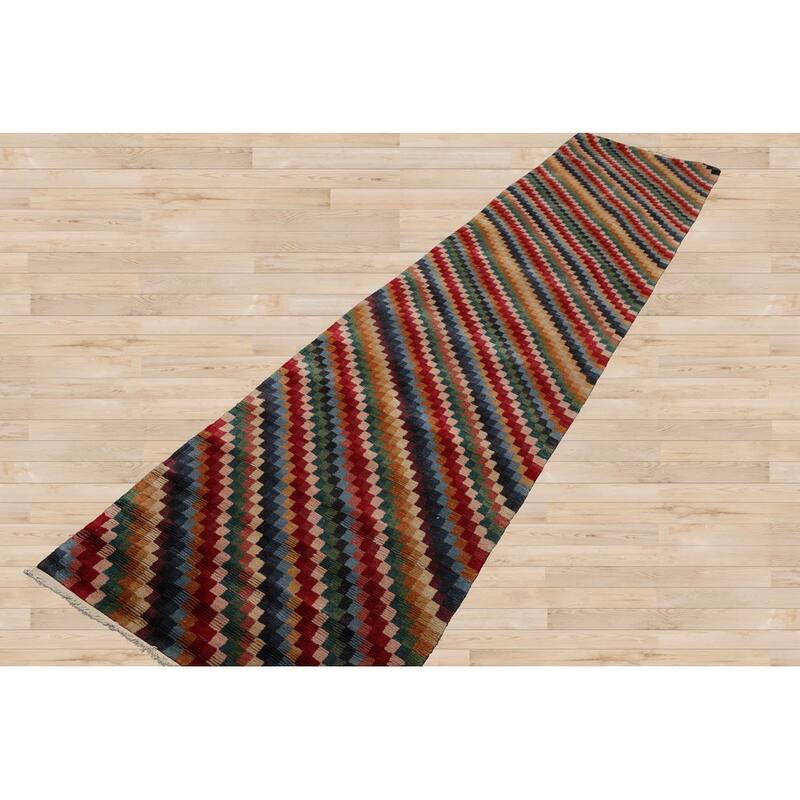 Hand Knotted Designer Red Tibetan 100% Wool Modern Oriental Area Rug - 2' 9'' x 12' 2''