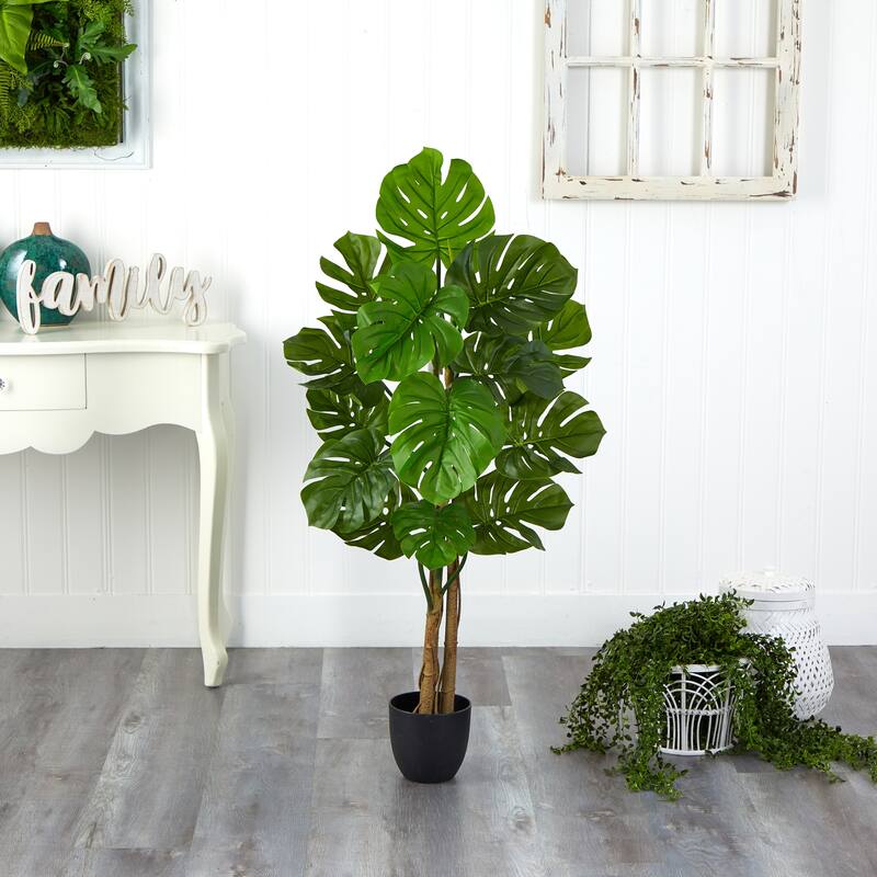 4' Monstera Artificial Tree UV Resistant (Indoor/Outdoor) - 6"