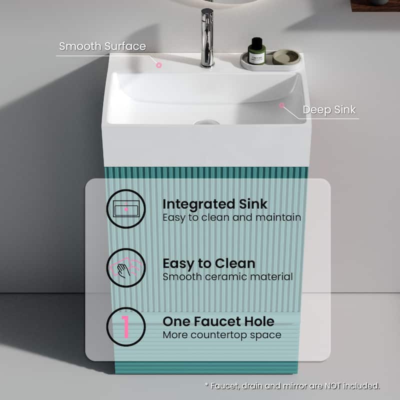 CITTANEO Gada 20'' Modern Freestanding Bathroom Vanity with Sink and Integral Basin
