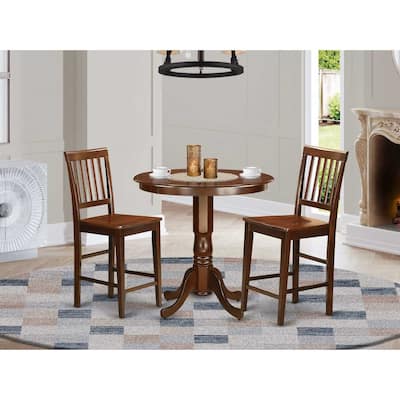 HomeStock 3-Pc Mahogany Finish Solid Wood Top - Dining Room Set - Seats 4