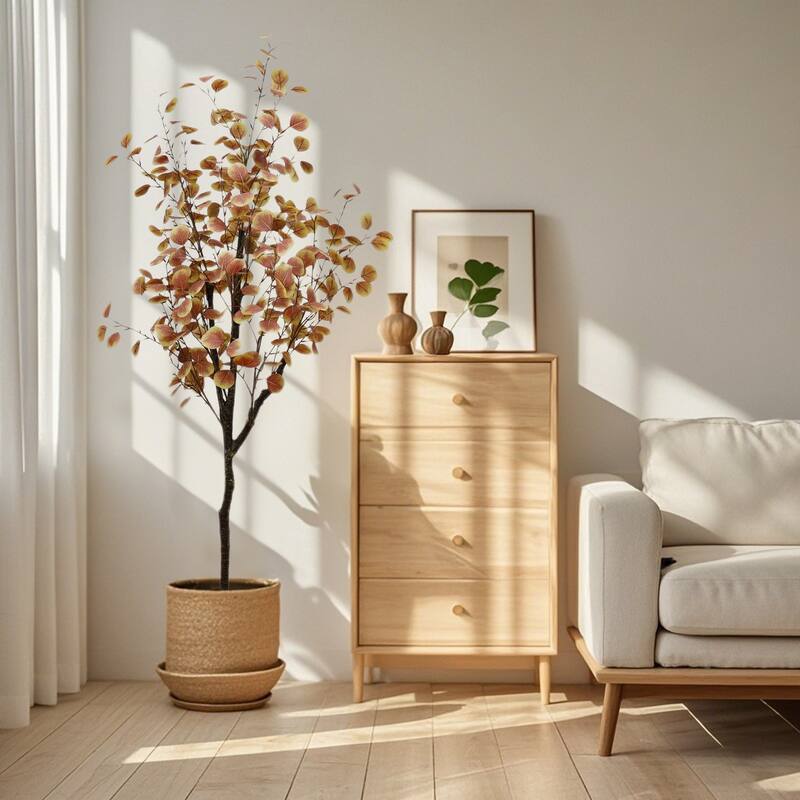 Artificial Eucalyptus Tree, Realistic Fall Eucalyptus Leaves Stems Autumn Fall Leaves Faux Tree Decorations