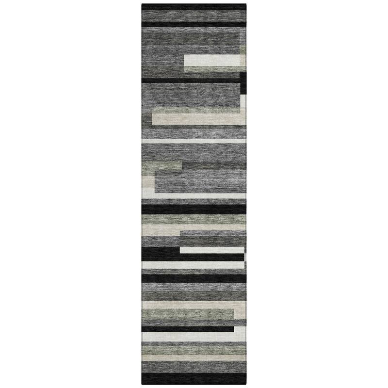 Machine Washable Indoor/ Outdoor Chantille Contempory Stripe Rug