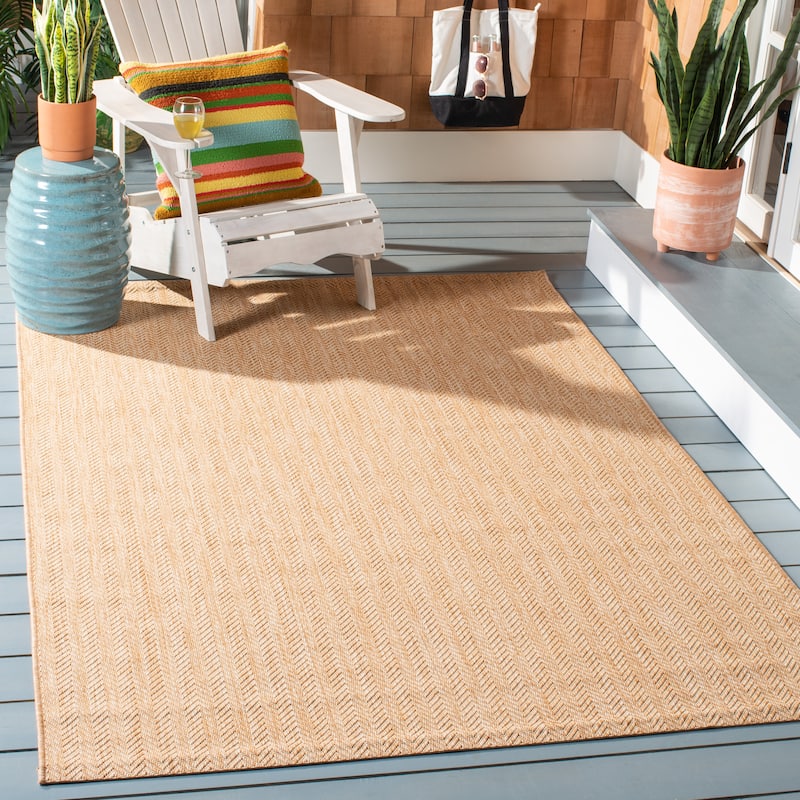 SAFAVIEH Courtyard Carolann Indoor/ Outdoor Waterproof Patio Backyard Rug - 9' x 12' - Natural/Cream