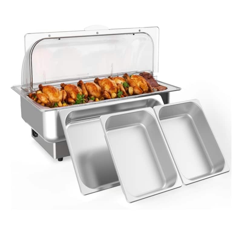 9QT Stainless Steel Insulated Dinner Plate Set Including 1 Full-Size Plate And 2 Half-Size Plates - 1 1/1 + 2 1/2 portions of the counting plate