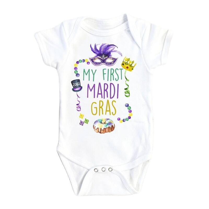 Mardi Gras - Baby Boy Girl Clothes Infant Bodysuit Funny Cute Newborn 1C - Blue - 0-3M