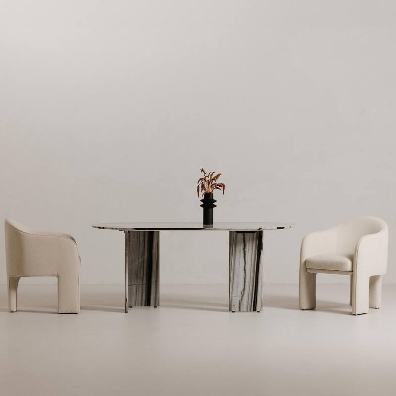 NADAAL STUDIOS Amaryllis, Oval Marble Dining Table - 72"W x40"D x30"H