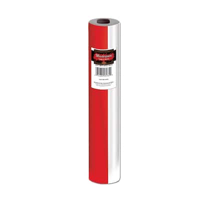Red and White Striped Disposable Plastic Banquet Party Table Roll 100'