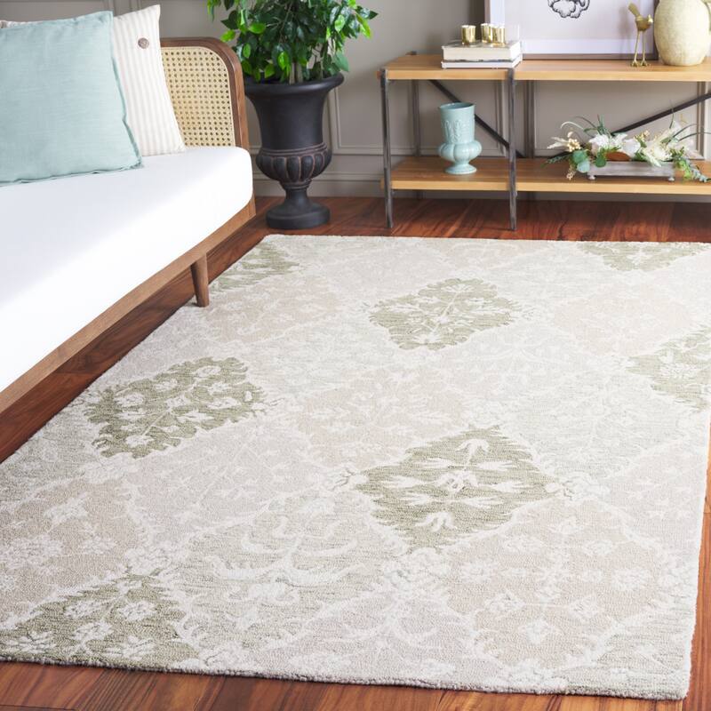 SAFAVIEH Handmade Ebony Afifa Modern & Contemporary Wool Rug - 5' x 8' - Beige/Ivory
