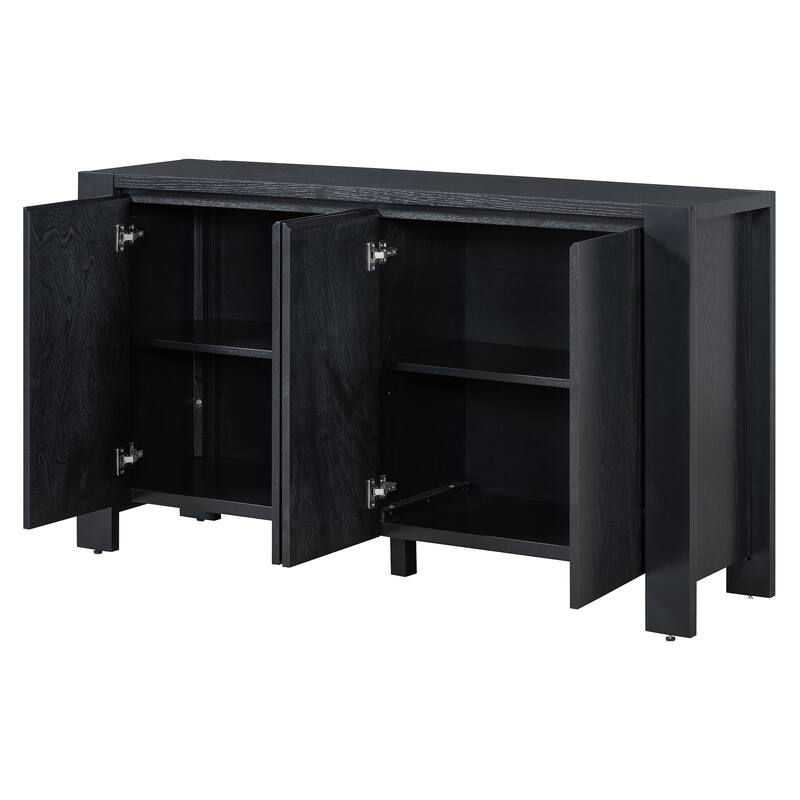 Retro 4-door Sideboard with Distressed Finish