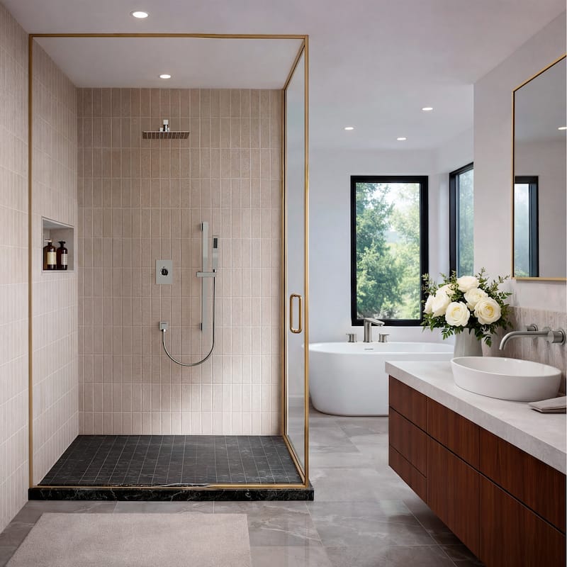 Slide Bar High-Pressure Balancing Shower System 10" Rainfall Shower Head with Handheld Shower