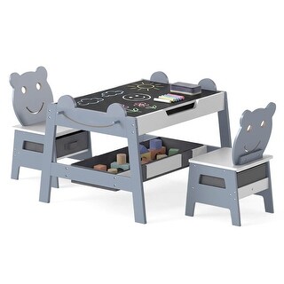Costway 5-in-1 Kids' Table & Chair Set with Chalkboard, Whiteboard, 3 - See Details