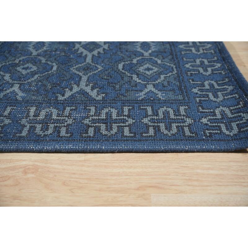 Home Decor Blue Hand-Knotted Wool Classic Rug by EORC Luxurious Area Rug for Adding Timeless Elegance and Sophistication to You