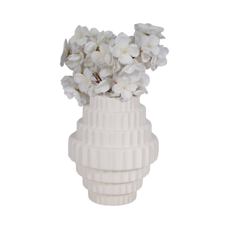Sagebrook Home Textured Staggered Vase, White