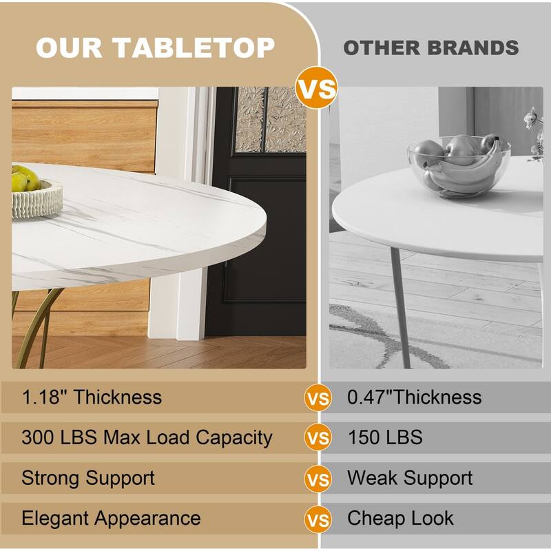 43.31" Round Extendable Wooden Dining Table with Storage Shelf and Metal Base