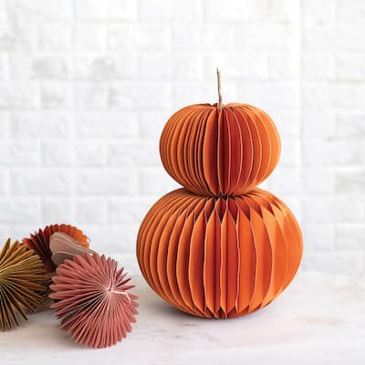 Paper Folding Honeycomb Pumpkin with Twig Stem