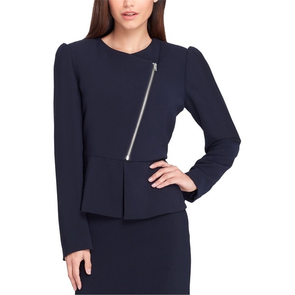 Tahari Womens Zip Front Blazer Jacket, Blue, 10. Opens flyout.