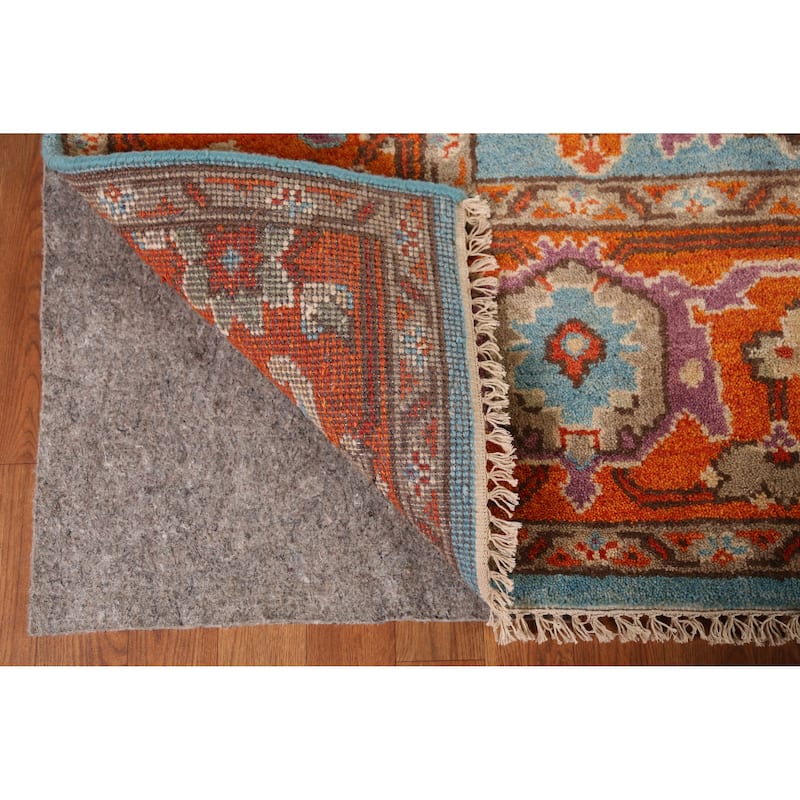 Blue Heriz Serapi Indian Area Rug Hand-Knotted Traditional Wool Carpet - 8'10" x 11'9"