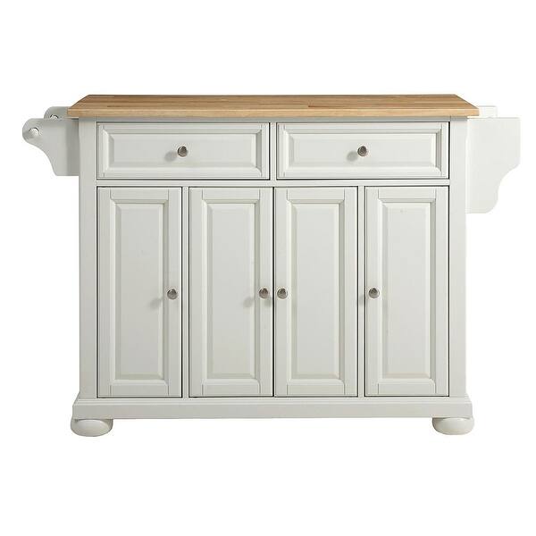 Daily Boutik White Kitchen Island Storage with Solid Wood Top