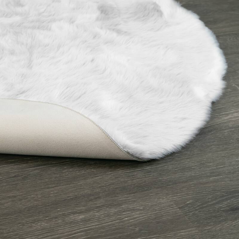 Aurora White Round imitative Fur Area Rug 5 Foot Wide - 5' Round - 5' Round