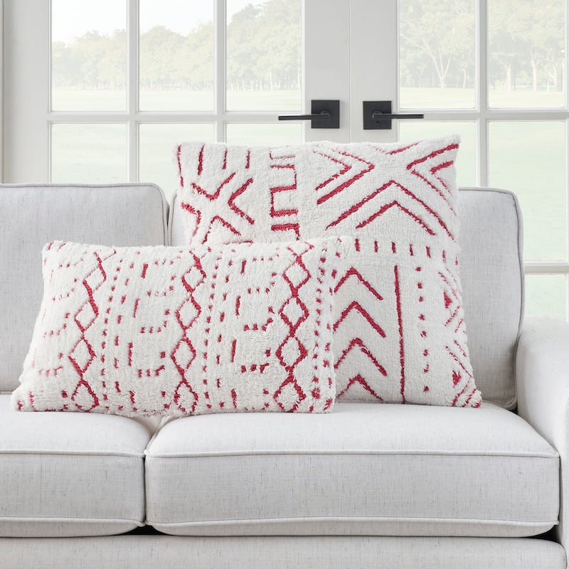 Mina Victory Life Styles Textured Geometric Boho Throw Pillow , ( 12"X20" )