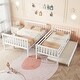 preview thumbnail 21 of 25, Twin Over Full Bunk Kids Bed Frame with Trundle, Detachable & Convertible Bed with Reversible Ladder & Guardrail, Espresso