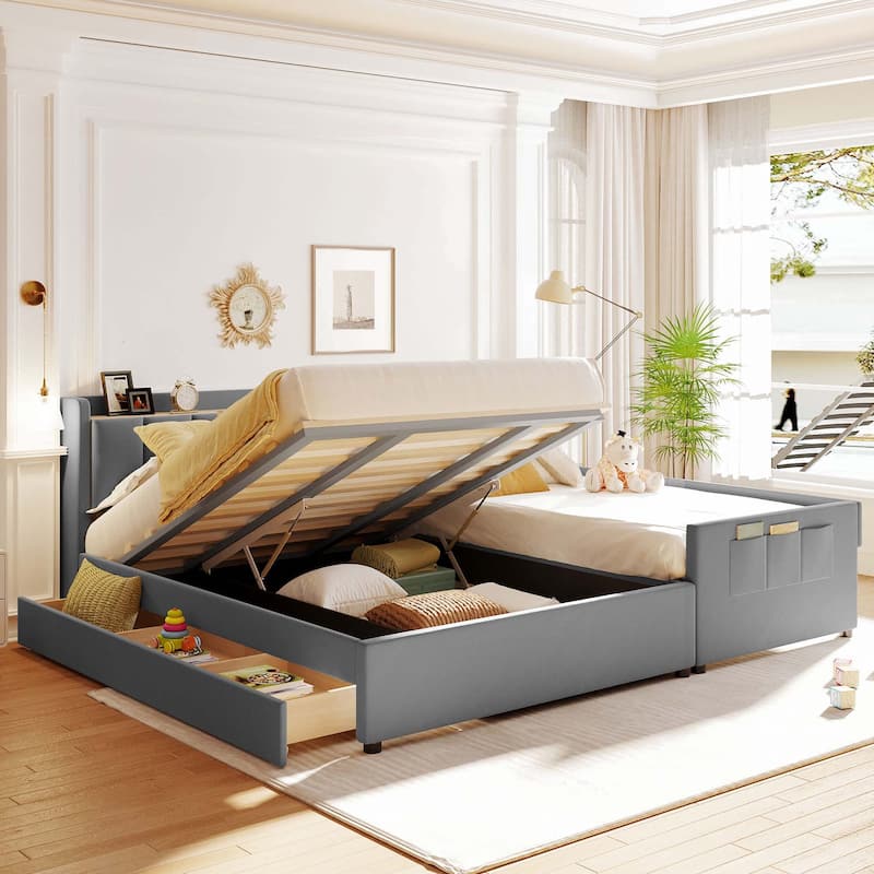 Queen Size and Twin XL Size Upholstered Platform Bed