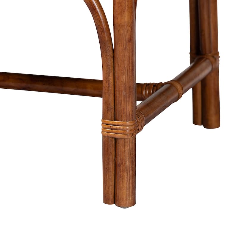 Belen Marbled Tortoise Natural Rattan Bench - Handwoven Wicker Seating, Coastal and Tropical Accent Furniture