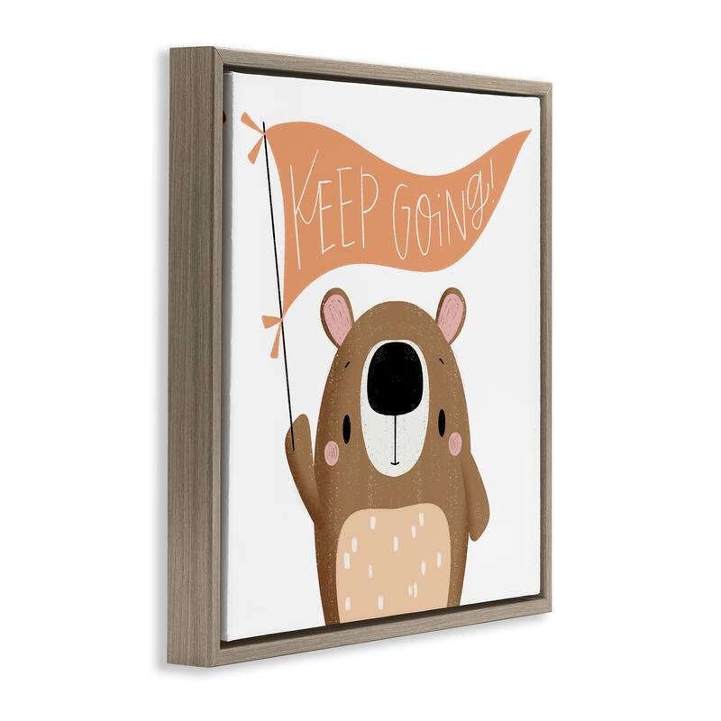 Stupell Motivational Bear Keep Going Framed Floater Canvas Wall Art Design By Sarah Hickman