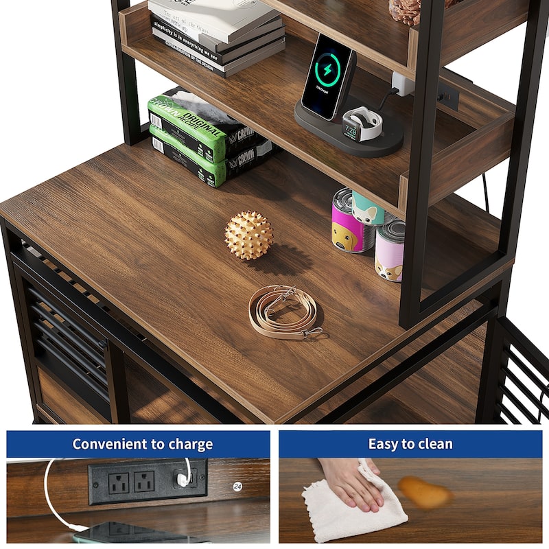 Moasis 4 Tier Storage rack Pet Crate Dog Cage Furniture with Power Outlet