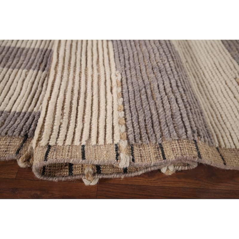 Earth Tone Moroccan Modern Area Rug Hand-Knotted Wool Carpet - 6'0"x 9'9"