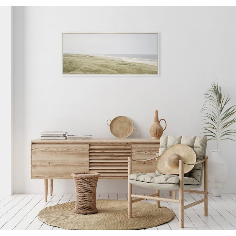 Kate and Laurel Sylvie Peaceful and Serene Coastal Landscape Framed Canvas by The Creative Bunch Studio