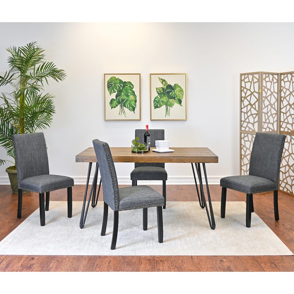 Dining Set with 4 Upholstered Side Chairs and Upholstered Bench