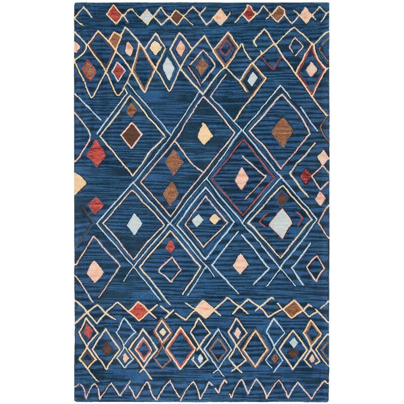 SAFAVIEH Handmade Suzani Dalmazia Boho Tribal Wool Rug - 6' Square - Blue/Multi