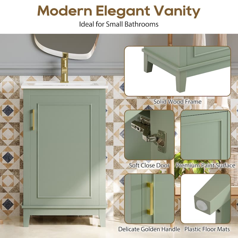Bathroom Vanity with Sink, Small Bathroom Cabinet with Storage Racks, Single Basin Vanity Set with Soft-Close Door