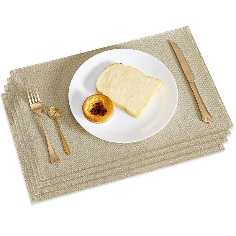 Linen Placemats Set of 4, Heat Resistant Dining Table Place Mats , Machine Washable