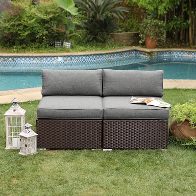 COSIEST Sectional Add-on Armless Cushioned Patio Chairs (Set of 2)