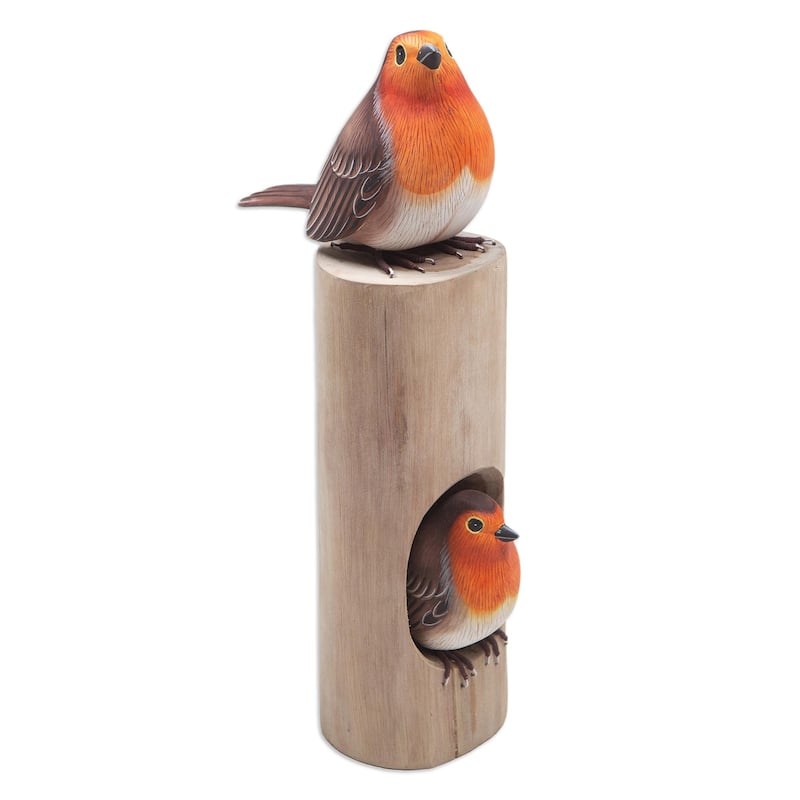 Novica Handmade Robins Apartment Wood Sculpture
