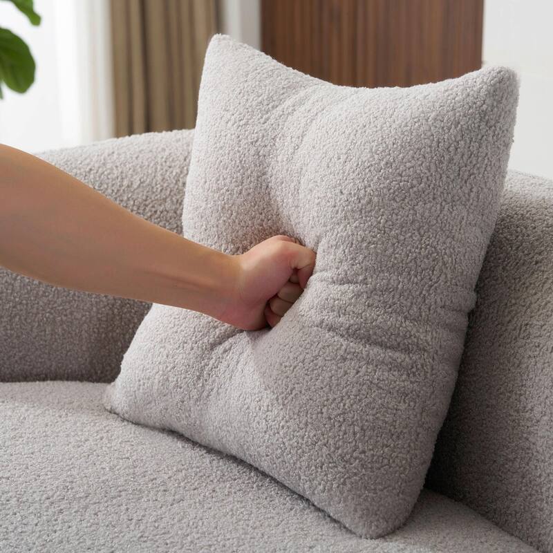Curved Loveseat Sofa with Round Armrests - Compression Couch with 2 Pillows