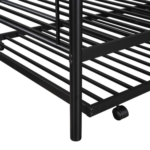 slide 2 of 26, Twin-Over-Twin Metal Bunk Bed With Trundle,Can Be Divided Into Two Beds