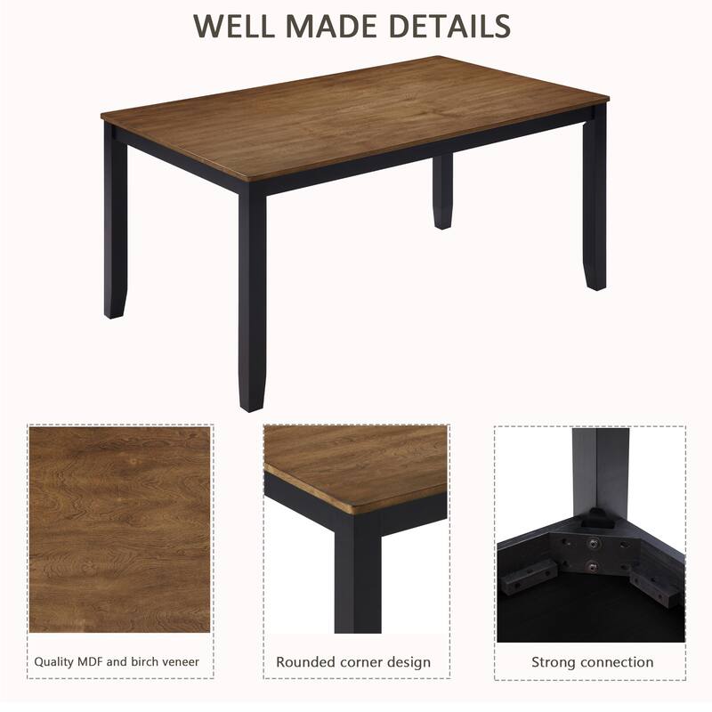 6-Piece Dining Table Set with Bench, Classic Wooden Dining Table Set for 6, Timeless Farmhouse 6-Person Dining Table Set