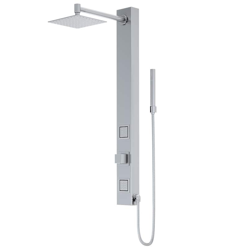 VIGO Orchid 39" H x 4" W 2-Jet Retro Shower Panel with Square Shower Head - Stainless Steel