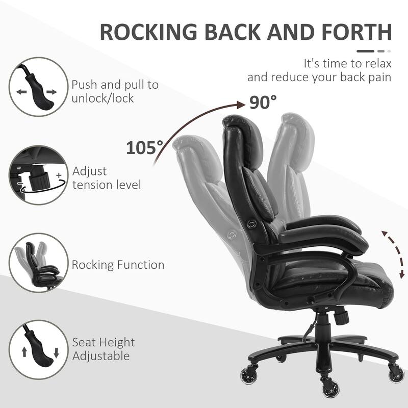 PU Leather Office Chair for Big and Tall - 400 lb Capacity, Extra Wide Seating, Pocket Spring System, Height Adjustable