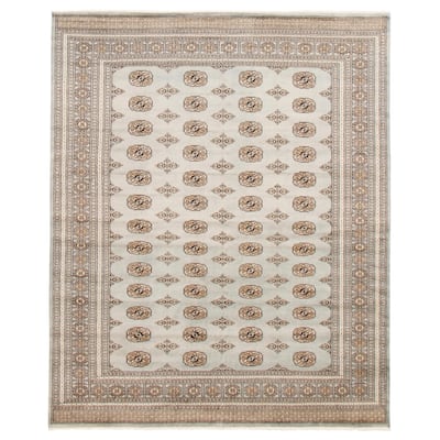 ECARPETGALLERY Hand-knotted Finest Peshawar Bokhara Grey Wool Rug - 7'11 x 9'9