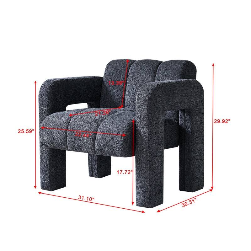 31.10" Wide Boucle Upholstered Accent Chair, Modern Comfy Single Lounge Armchair for Living Room, Bedroom, Apartment