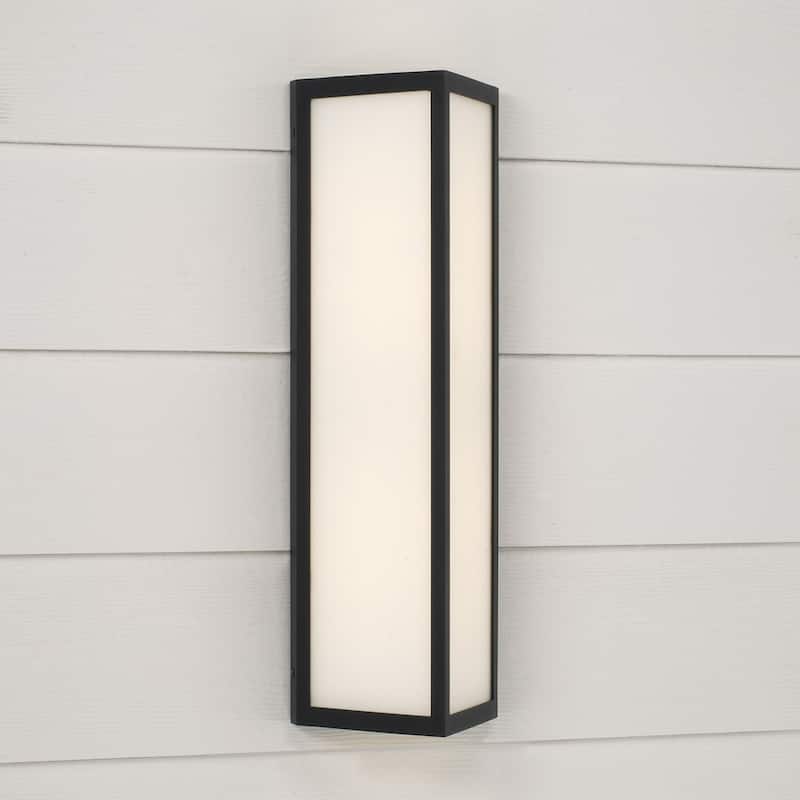 Integrated LED Outdoor Wall Lantern in Black with Painted White Glass