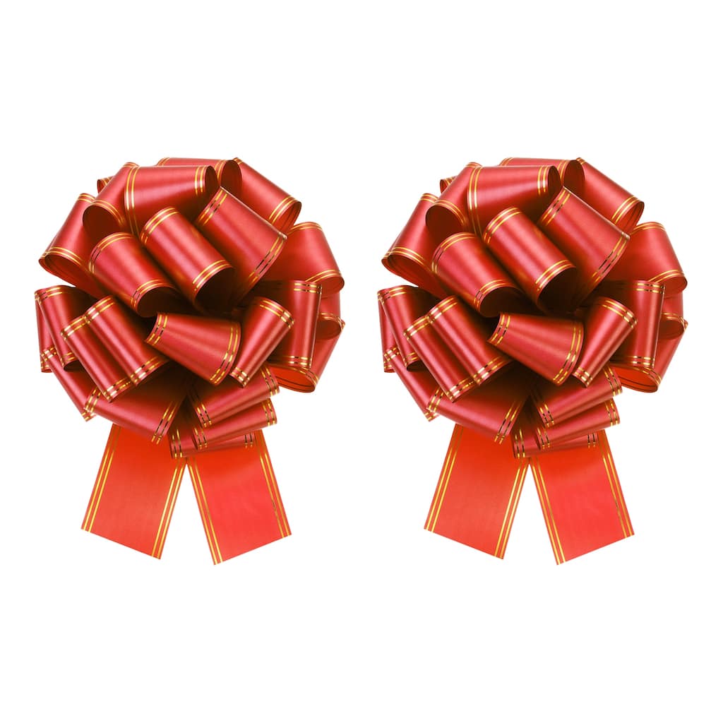 2pcs Large Pull Bow Metallic Car Ribbon with Gold Edge for Wrapping