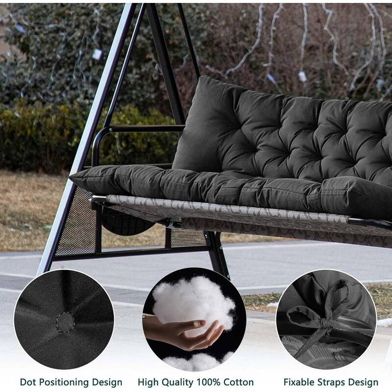 Outdoor Swing Cushions Replacement, Outdoor Thickened Bench Cushion with Ties for Porch,Patio,Backyard,Garden